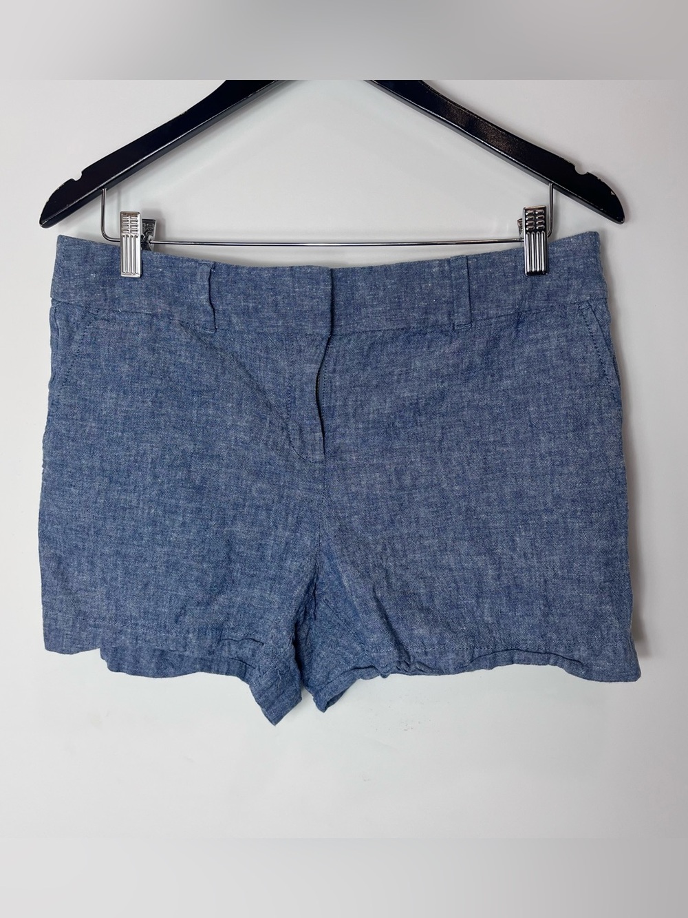 Ann Taylor LOFT Linen Blend‎ Blue Chambray Casual 4" Inch Shorts Women's Size 8